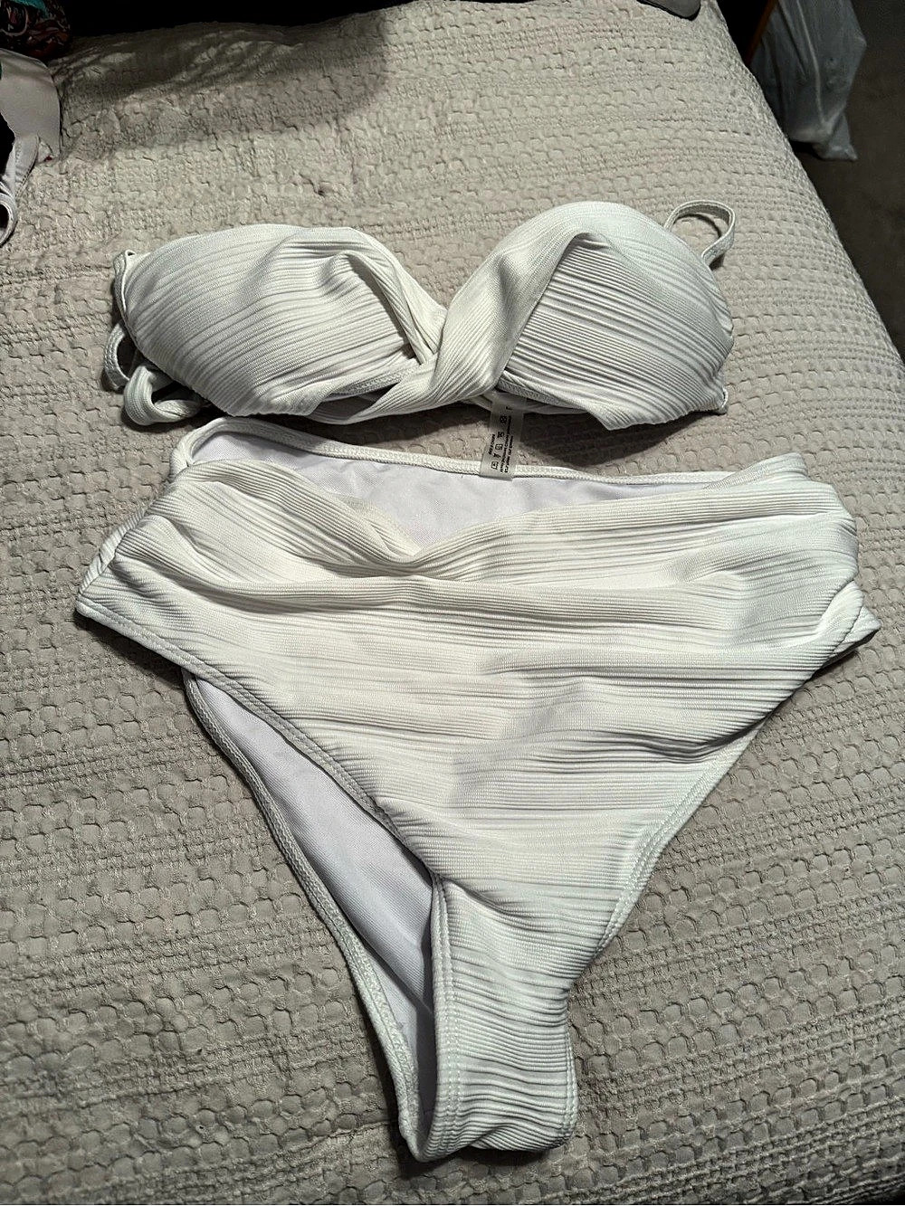 Ribbed White Bikini Set